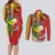 Personalised Hawaii and Philippines Together Couples Matching Long Sleeve Bodycon Dress and Long Sleeve Button Shirt The Emblems with Cultural Symbols Green-Yellow-Red Tricolor