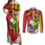 Personalised Hawaii and Philippines Together Couples Matching Off Shoulder Maxi Dress and Long Sleeve Button Shirt The Emblems with Cultural Symbols Green-Yellow-Red Tricolor