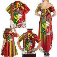 Personalised Hawaii and Philippines Together Family Matching Summer Maxi Dress and Hawaiian Shirt The Emblems with Cultural Symbols Green-Yellow-Red Tricolor