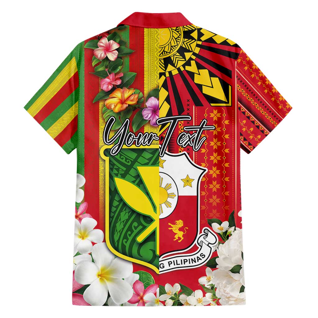 Personalised Hawaii and Philippines Together Hawaiian Shirt The Emblems with Cultural Symbols Green-Yellow-Red Tricolor