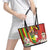 Personalised Hawaii and Philippines Together Leather Tote Bag The Emblems with Cultural Symbols Green-Yellow-Red Tricolor