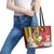 Personalised Hawaii and Philippines Together Leather Tote Bag The Emblems with Cultural Symbols Green-Yellow-Red Tricolor