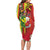 Personalised Hawaii and Philippines Together Long Sleeve Bodycon Dress The Emblems with Cultural Symbols Green-Yellow-Red Tricolor