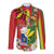 Personalised Hawaii and Philippines Together Long Sleeve Button Shirt The Emblems with Cultural Symbols Green-Yellow-Red Tricolor