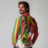 Personalised Hawaii and Philippines Together Long Sleeve Polo Shirt The Emblems with Cultural Symbols Green-Yellow-Red Tricolor LT03 - Polynesian Pride