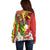 Personalised Hawaii and Philippines Together Off Shoulder Sweater The Emblems with Cultural Symbols Green-Yellow-Red Tricolor