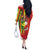 Personalised Hawaii and Philippines Together Off The Shoulder Long Sleeve Dress The Emblems with Cultural Symbols Green-Yellow-Red Tricolor