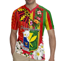 Personalised Hawaii and Philippines Together Rugby Jersey The Emblems with Cultural Symbols Green-Yellow-Red Tricolor