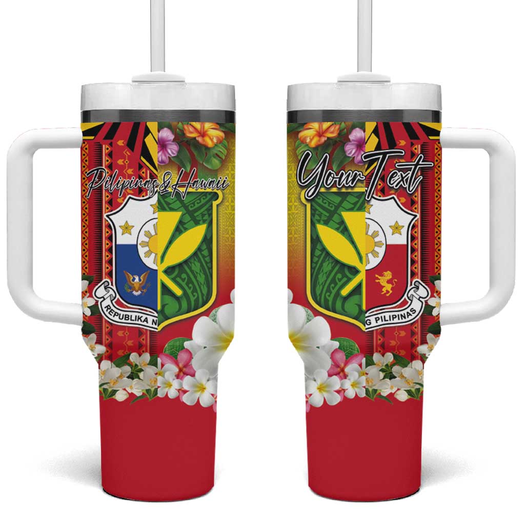 Personalised Hawaii and Philippines Together Tumbler With Handle The Emblems with Cultural Symbols Tricolor