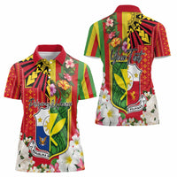 Personalised Hawaii and Philippines Together Women Polo Shirt The Emblems with Cultural Symbols Green-Yellow-Red Tricolor LT03 - Polynesian Pride
