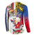 Personalised Hawaii and Philippines Together Button Sweatshirt The Emblems with Cultural Symbols Blue-White-Red Tricolor