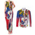 Personalised Hawaii and Philippines Together Couples Matching Tank Maxi Dress and Long Sleeve Button Shirt The Emblems with Cultural Symbols Blue-White-Red Tricolor