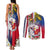 Personalised Hawaii and Philippines Together Couples Matching Tank Maxi Dress and Long Sleeve Button Shirt The Emblems with Cultural Symbols Blue-White-Red Tricolor