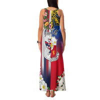 Personalised Hawaii and Philippines Together Family Matching Tank Maxi Dress and Hawaiian Shirt The Emblems with Cultural Symbols Blue-White-Red Tricolor