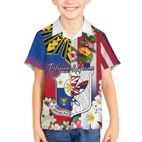 Personalised Hawaii and Philippines Together Family Matching Tank Maxi Dress and Hawaiian Shirt The Emblems with Cultural Symbols Blue-White-Red Tricolor