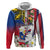 Personalised Hawaii and Philippines Together Hoodie The Emblems with Cultural Symbols Blue-White-Red Tricolor