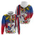 Personalised Hawaii and Philippines Together Hoodie The Emblems with Cultural Symbols Blue-White-Red Tricolor