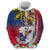 Personalised Hawaii and Philippines Together Hoodie The Emblems with Cultural Symbols Blue-White-Red Tricolor