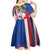 Personalised Hawaii and Philippines Together Kid Short Sleeve Dress The Emblems with Cultural Symbols Blue-White-Red Tricolor