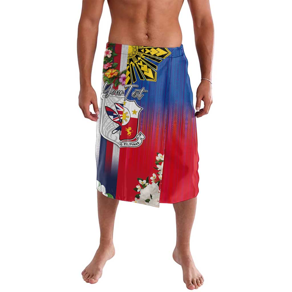 Personalised Hawaii and Philippines Together Lavalava The Emblems with Cultural Symbols Blue-White-Red Tricolor