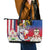 Personalised Hawaii and Philippines Together Leather Tote Bag The Emblems with Cultural Symbols Blue-White-Red Tricolor