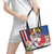 Personalised Hawaii and Philippines Together Leather Tote Bag The Emblems with Cultural Symbols Blue-White-Red Tricolor