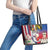 Personalised Hawaii and Philippines Together Leather Tote Bag The Emblems with Cultural Symbols Blue-White-Red Tricolor