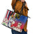 Personalised Hawaii and Philippines Together Leather Tote Bag The Emblems with Cultural Symbols Blue-White-Red Tricolor