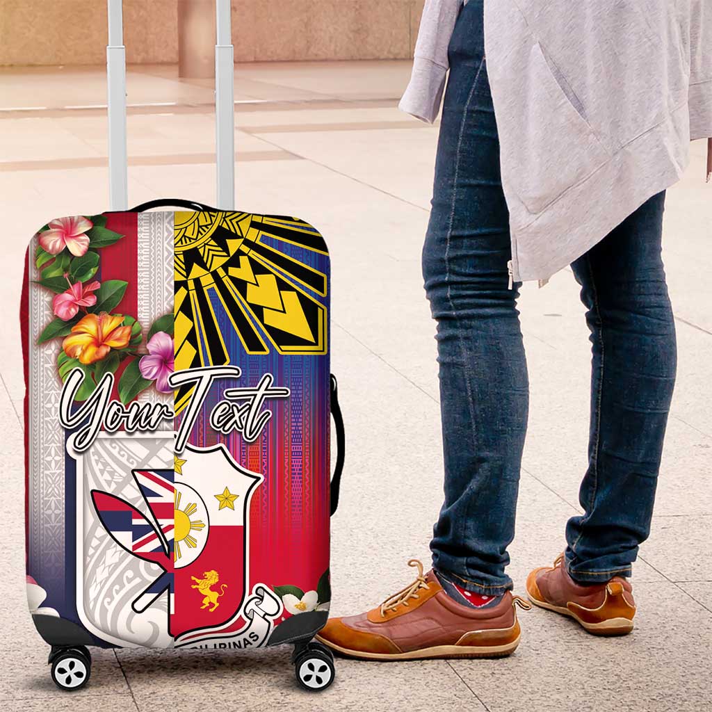 Personalised Hawaii and Philippines Together Luggage Cover The Emblems with Cultural Symbols Blue-White-Red Tricolor