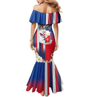 Personalised Hawaii and Philippines Together Mermaid Dress The Emblems with Cultural Symbols Blue-White-Red Tricolor