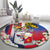 Personalised Hawaii and Philippines Together Round Carpet The Emblems with Cultural Symbols Blue-White-Red Tricolor