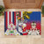 Personalised Hawaii and Philippines Together Rubber Doormat The Emblems with Cultural Symbols Blue-White-Red Tricolor