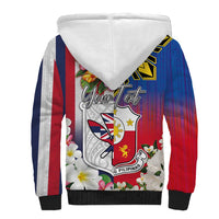 Personalised Hawaii and Philippines Together Sherpa Hoodie The Emblems with Cultural Symbols Blue-White-Red Tricolor