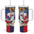 Personalised Hawaii and Philippines Together Tumbler With Handle The Emblems with Cultural Symbols Blue-Red Gradient