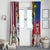 Personalised Hawaii and Philippines Together Window Curtain The Emblems with Cultural Symbols Blue-White-Red Tricolor