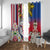 Personalised Hawaii and Philippines Together Window Curtain The Emblems with Cultural Symbols Blue-White-Red Tricolor