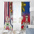 Personalised Hawaii and Philippines Together Window Curtain The Emblems with Cultural Symbols Blue-White-Red Tricolor