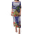 Bula Fiji Crested Iguana Puletasi Tagimaucia Tapa Tribal Blue Color LT03 Long Dress Blue - Polynesian Pride