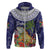 Bula Fiji Crested Iguana Zip Hoodie Tagimaucia Tapa Tribal Blue Color LT03 Zip Hoodie Blue - Polynesian Pride