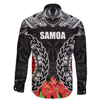 Samoa Siapo Ula Fala Family Matching Tank Maxi Dress and Hawaiian Shirt With Ginger Plant Black Color LT03 - Polynesian Pride