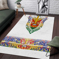 Haiti Flag Traditional Dashiki Area Rug White Color - Polynesian Pride