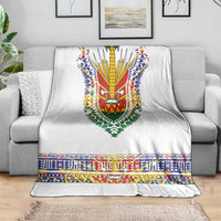 Haiti Flag Traditional Dashiki Blanket White Color - Polynesian Pride