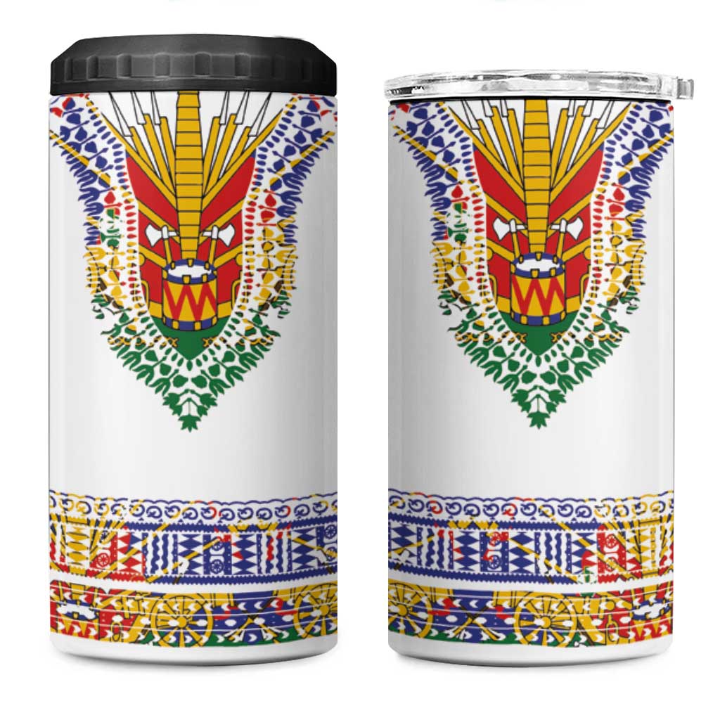 Haiti Flag Traditional Dashiki 4 in 1 Can Cooler Tumbler White Color - Polynesian Pride