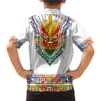 Haiti Flag Traditional Dashiki Family Matching Long Sleeve Bodycon Dress and Hawaiian Shirt White Color LT03 - Polynesian Pride