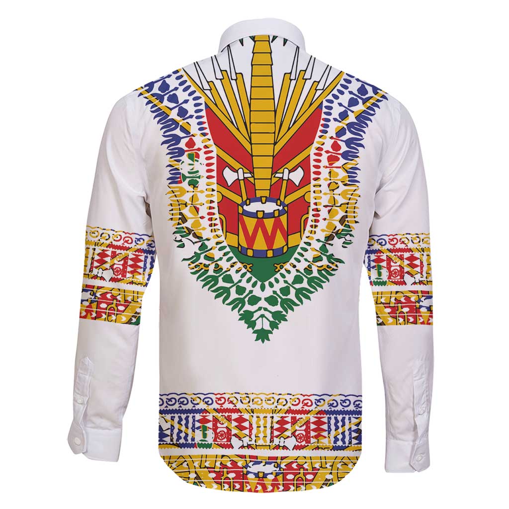 Haiti Flag Traditional Dashiki Family Matching Mermaid Dress and Hawaiian Shirt White Color LT03 - Polynesian Pride