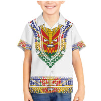 Haiti Flag Traditional Dashiki Family Matching Mermaid Dress and Hawaiian Shirt White Color LT03 Son's Shirt White - Polynesian Pride