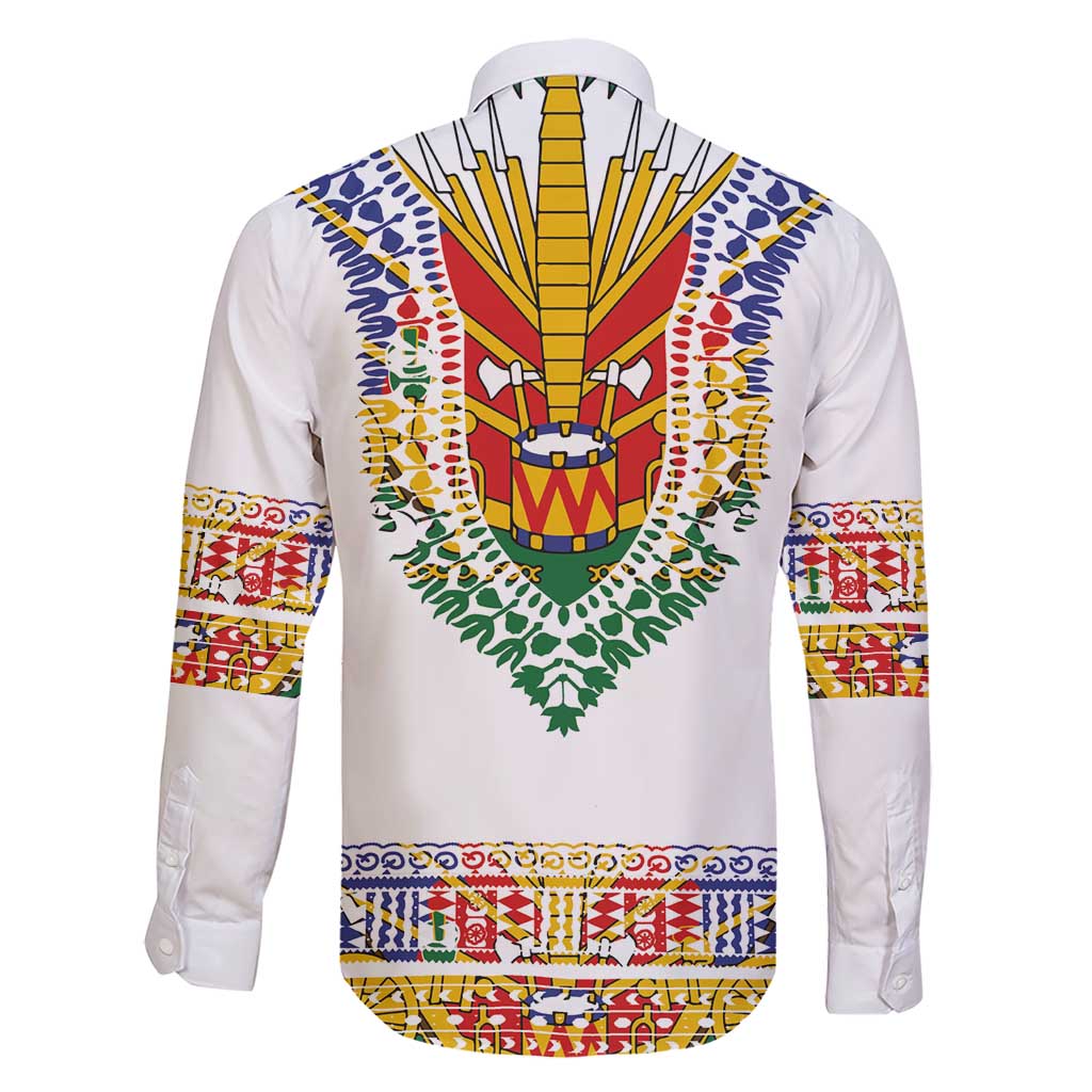 Haiti Flag Traditional Dashiki Family Matching Short Sleeve Bodycon Dress and Hawaiian Shirt White Color LT03 - Polynesian Pride