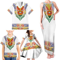 Haiti Flag Traditional Dashiki Family Matching Tank Maxi Dress and Hawaiian Shirt White Color - Polynesian Pride