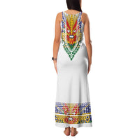 Haiti Flag Traditional Dashiki Family Matching Tank Maxi Dress and Hawaiian Shirt White Color - Polynesian Pride