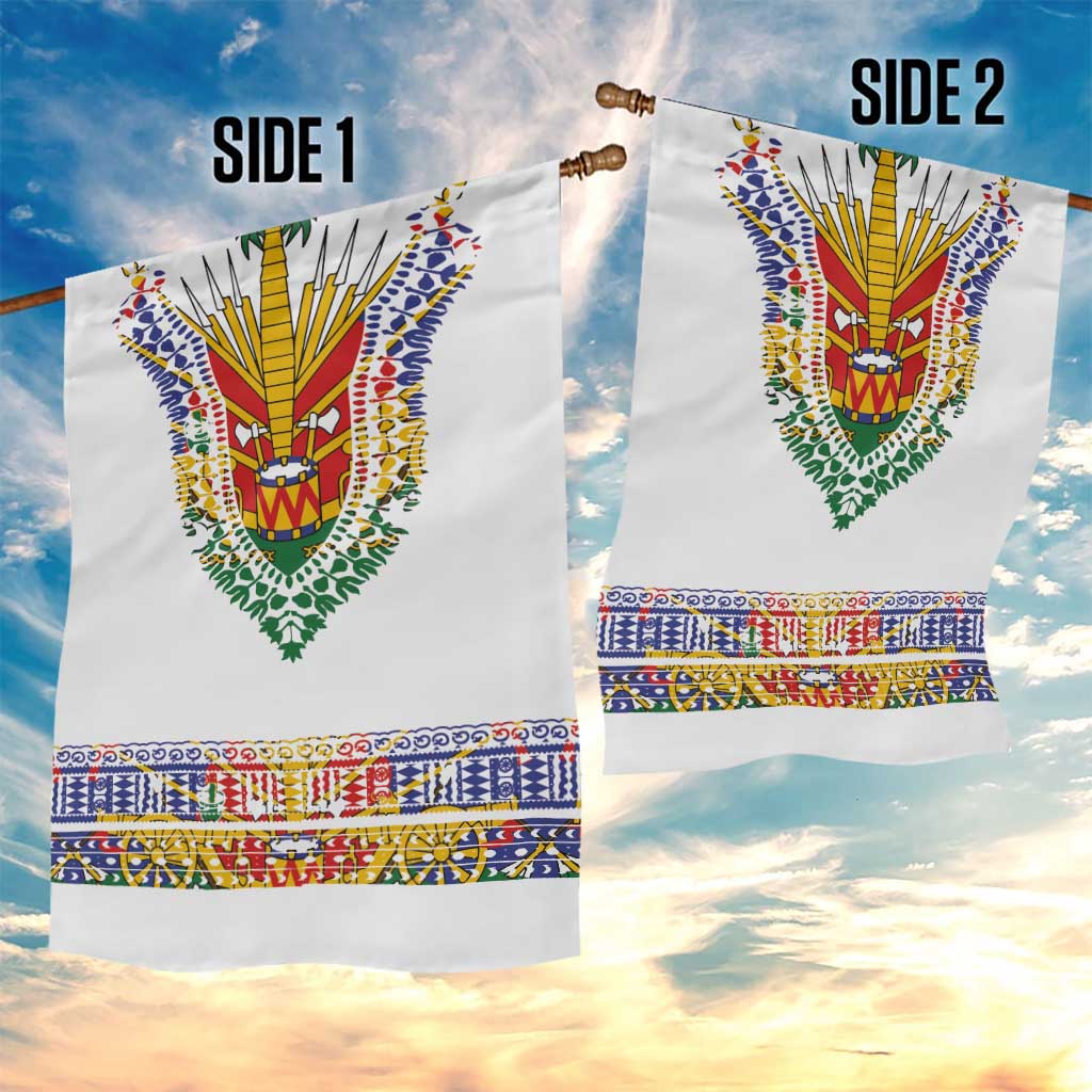 Haiti Flag Traditional Dashiki Garden Flag White Color - Polynesian Pride